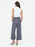 Pantalone culotte grigio con risvolto alto