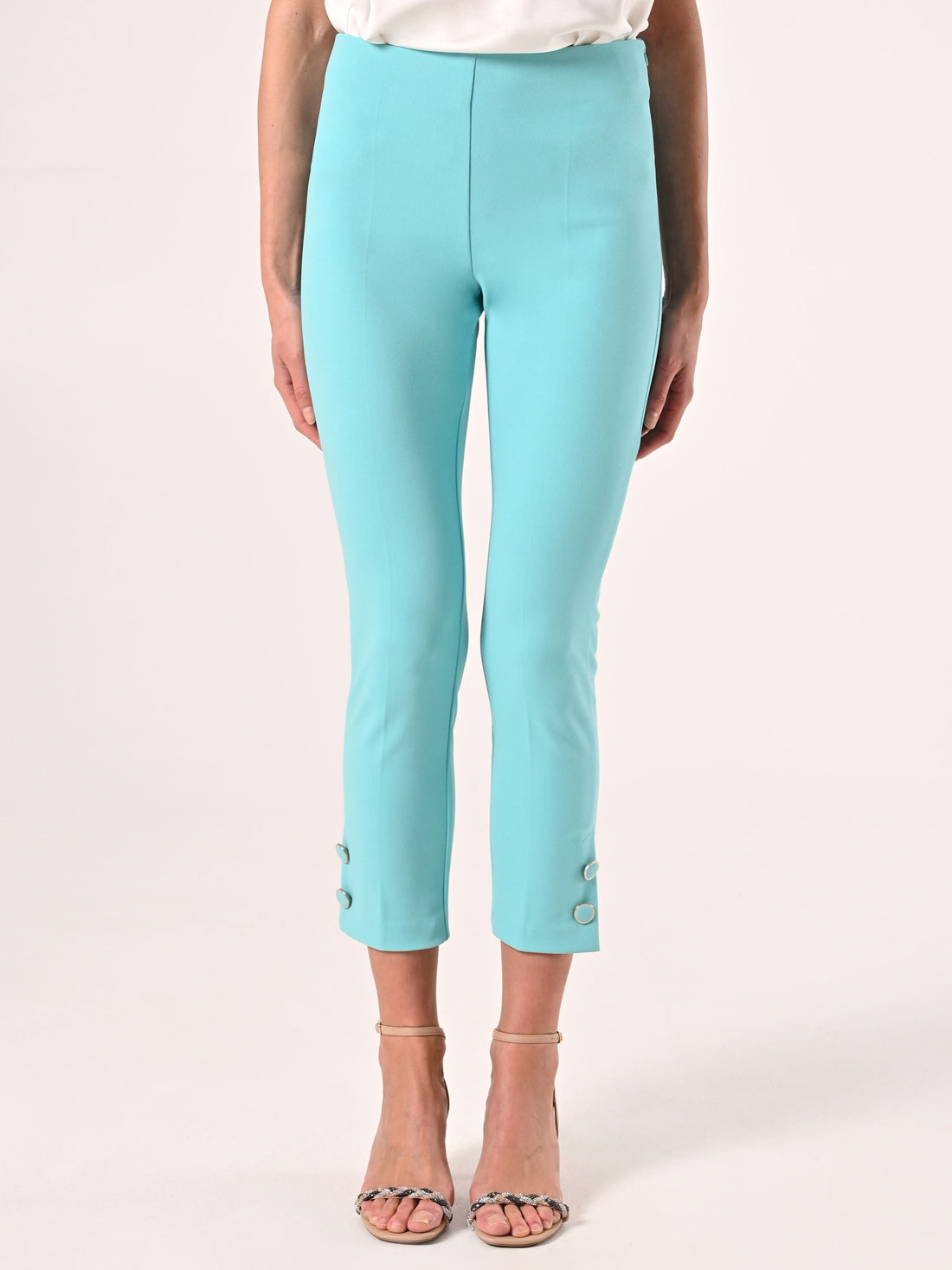 Pantaloni Verde Acqua in Scuba mano Crepe