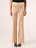 Pantaloni in Raso di Viscosa Beige Scuro