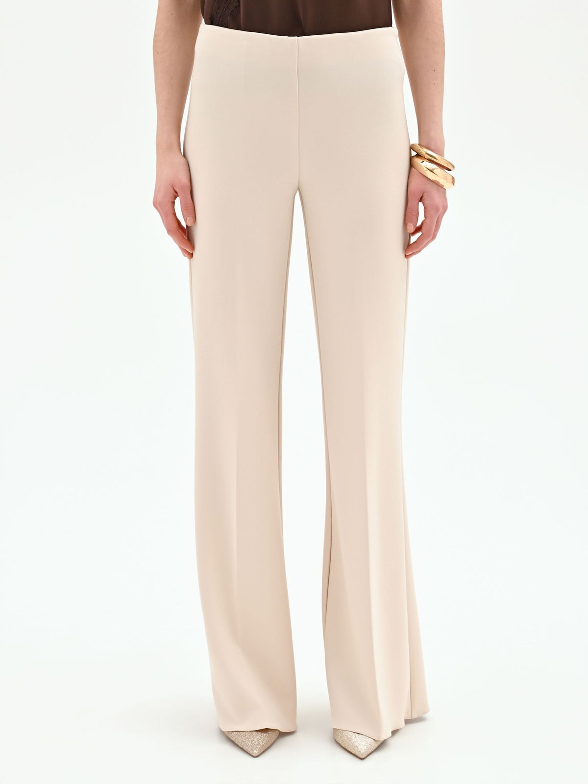 Pantalone a palazzo beige chiaro