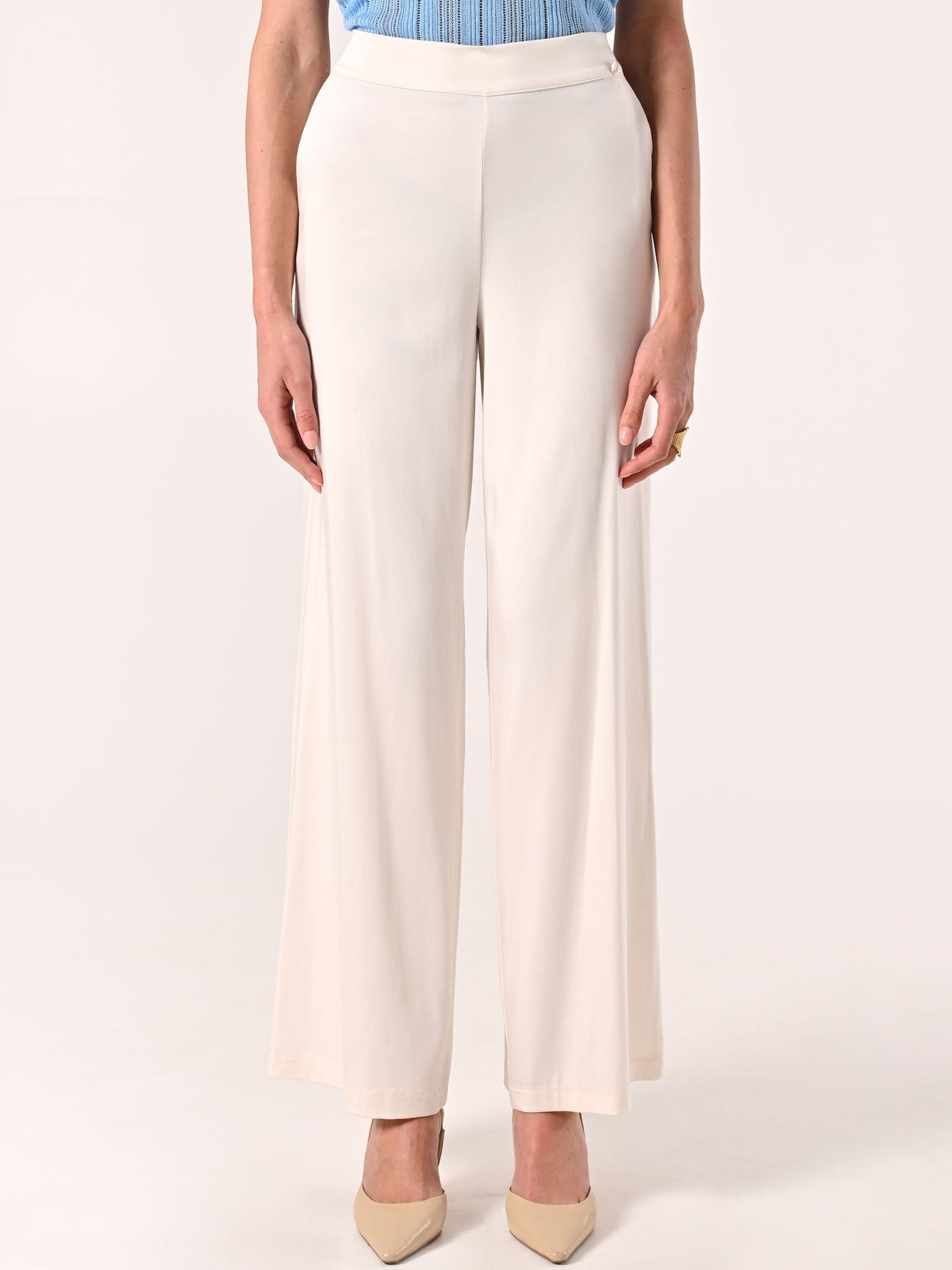 Pantaloni Bianchi in Raso di Viscosa