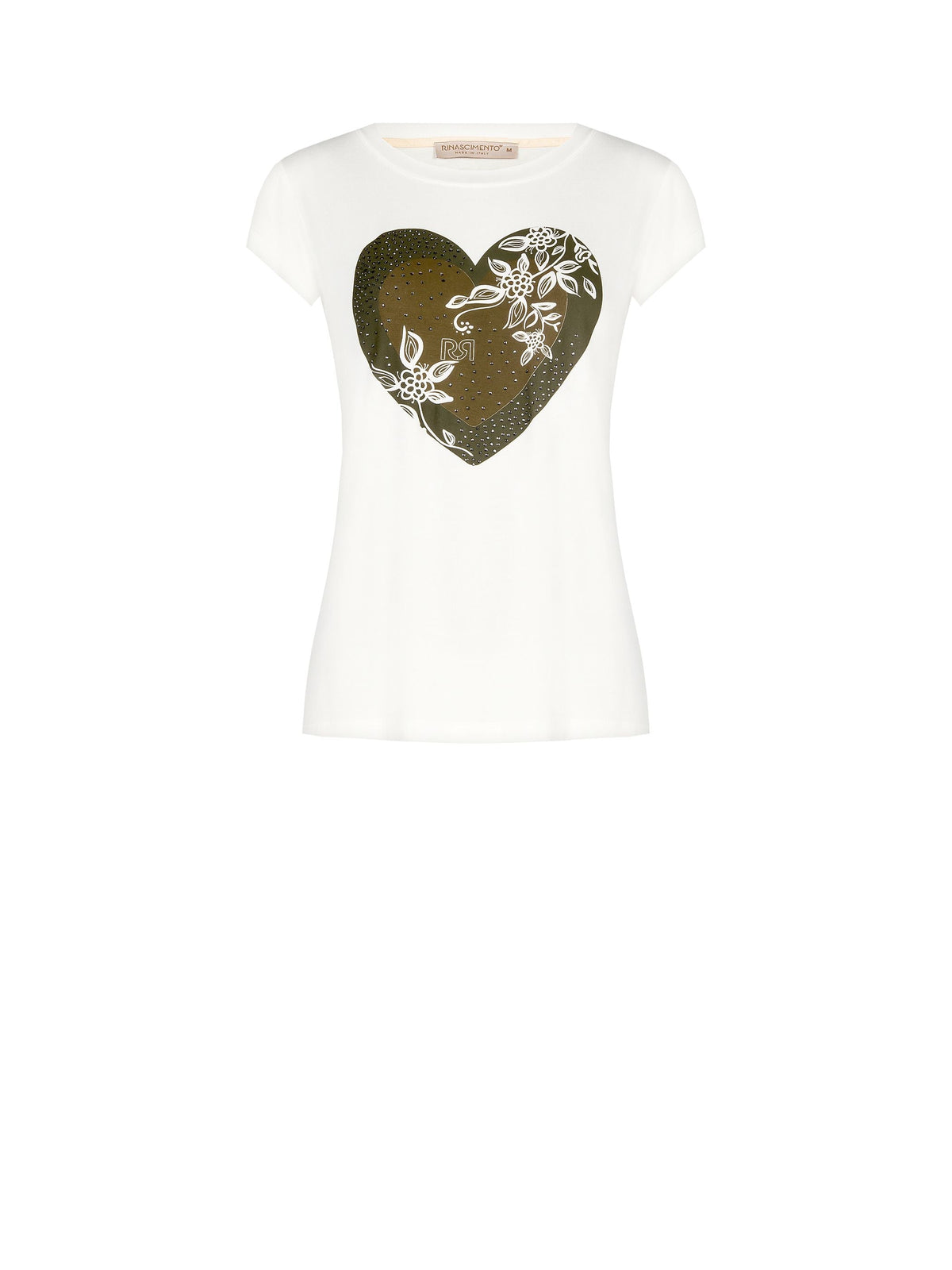 T-Shirt Bianca Cuore Strass