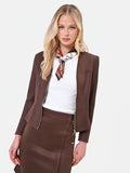 Giacca moro marrone in similpelle con baschina