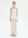 Top in raso panna con pizzo