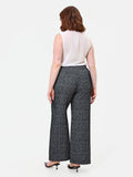 Pantalone Curvy nero a gamba dritta in tessuto boucle