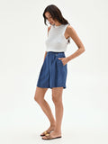 Bermuda in chambray con pinces