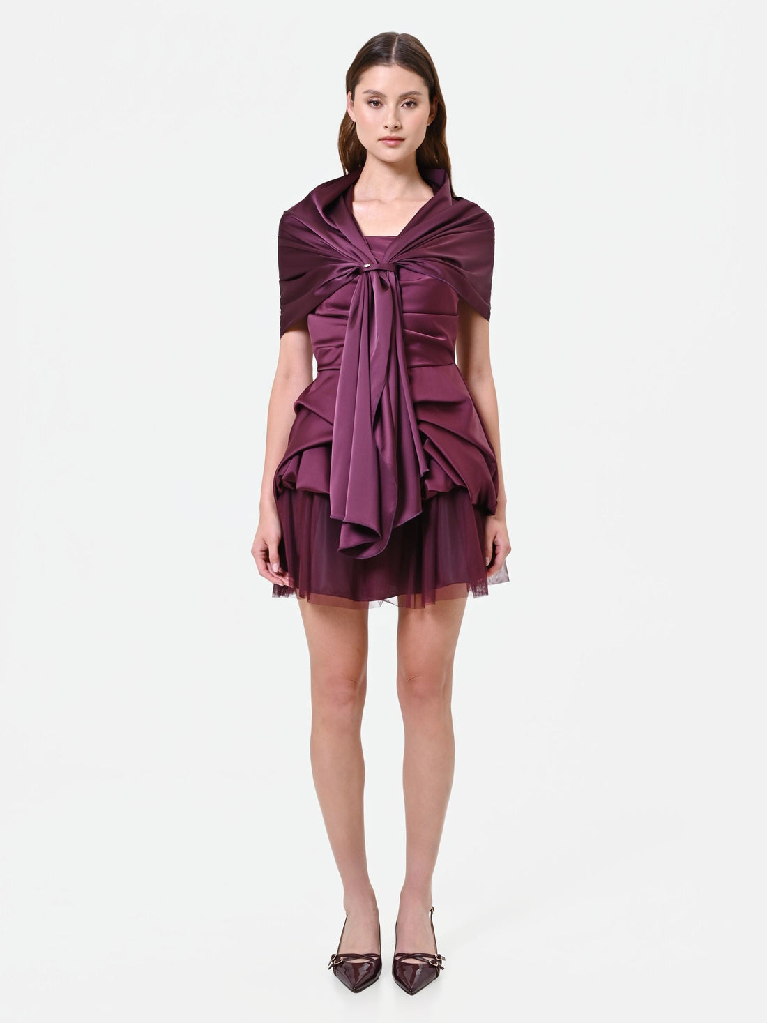Foulard in raso bordeaux rosso