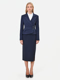 Giacca incrociata blu navy con fibbia in poliviscosa