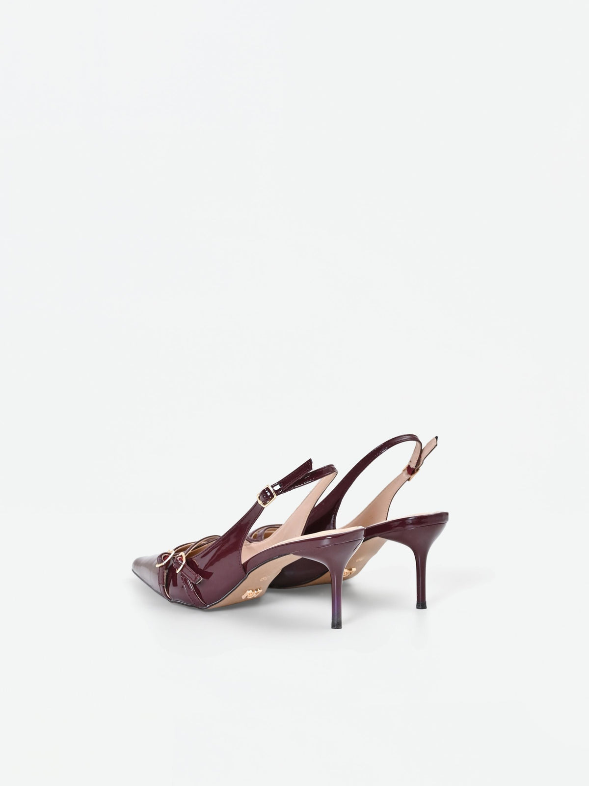Décolleté slingback bordeaux con cinturini incrociati