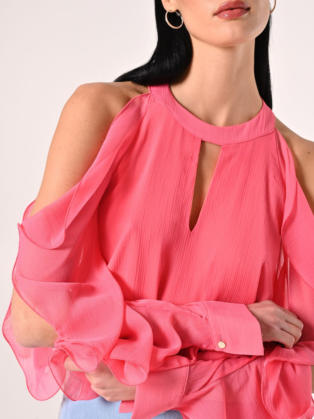 Blusa con Rouches Rosa Camelia