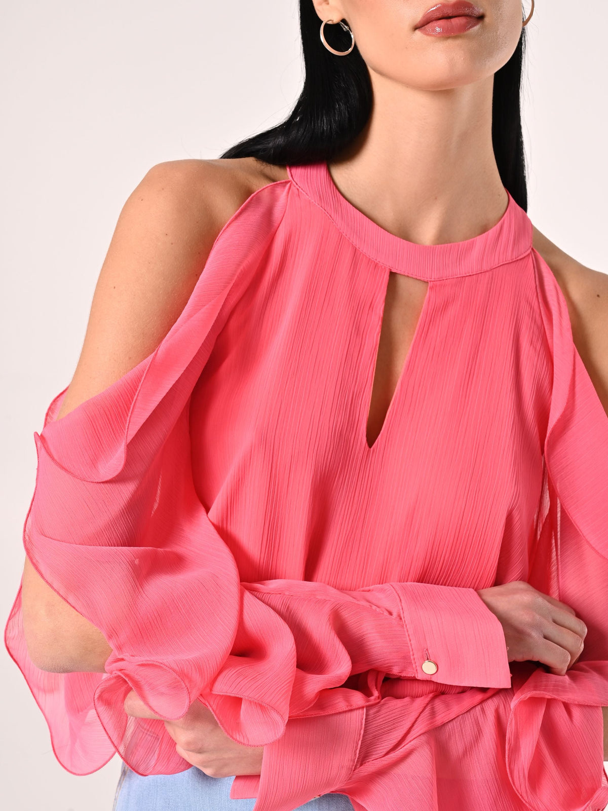 Blusa con Rouches Rosa Camelia