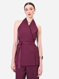 Gilet bordeaux rosso con cintura in vita