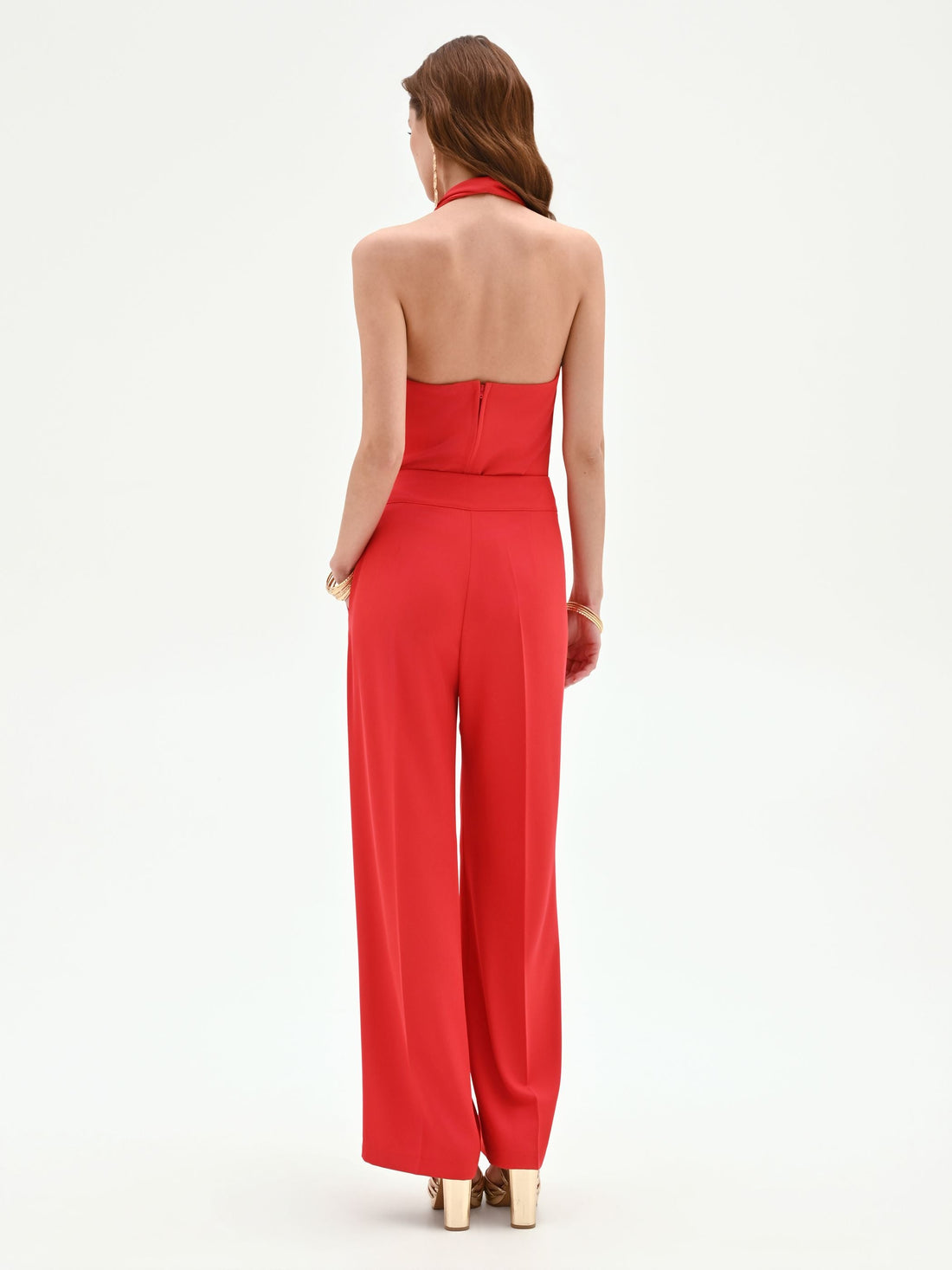 Pantalone a gamba larga rosso fragola in cadi