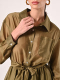Abito Verde Militare in Organza di Viscosa