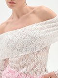 Blusa in pizzo panna bianco con spalle scoperte