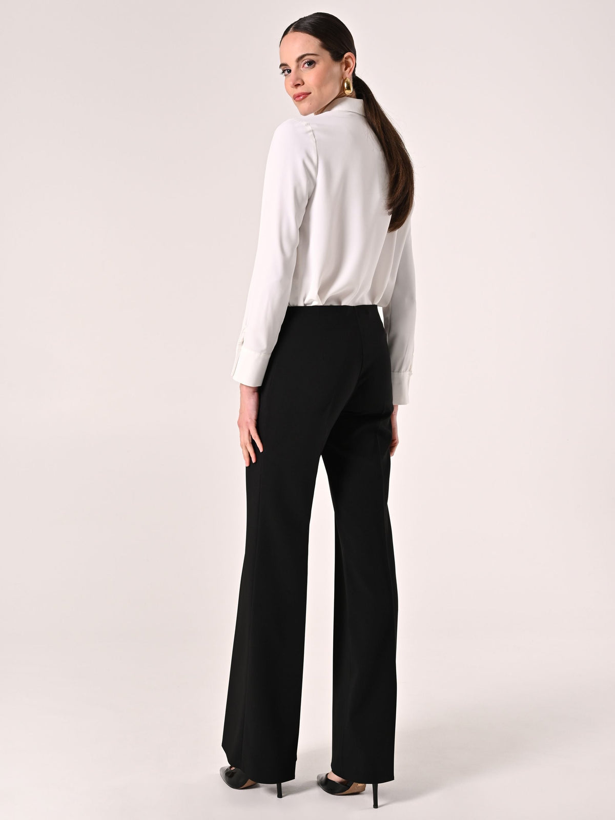 Pantaloni Palazzo in Tessuto Tecnico Nero