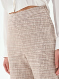 Pantalone a palazzo beige chiaro effetto tweed