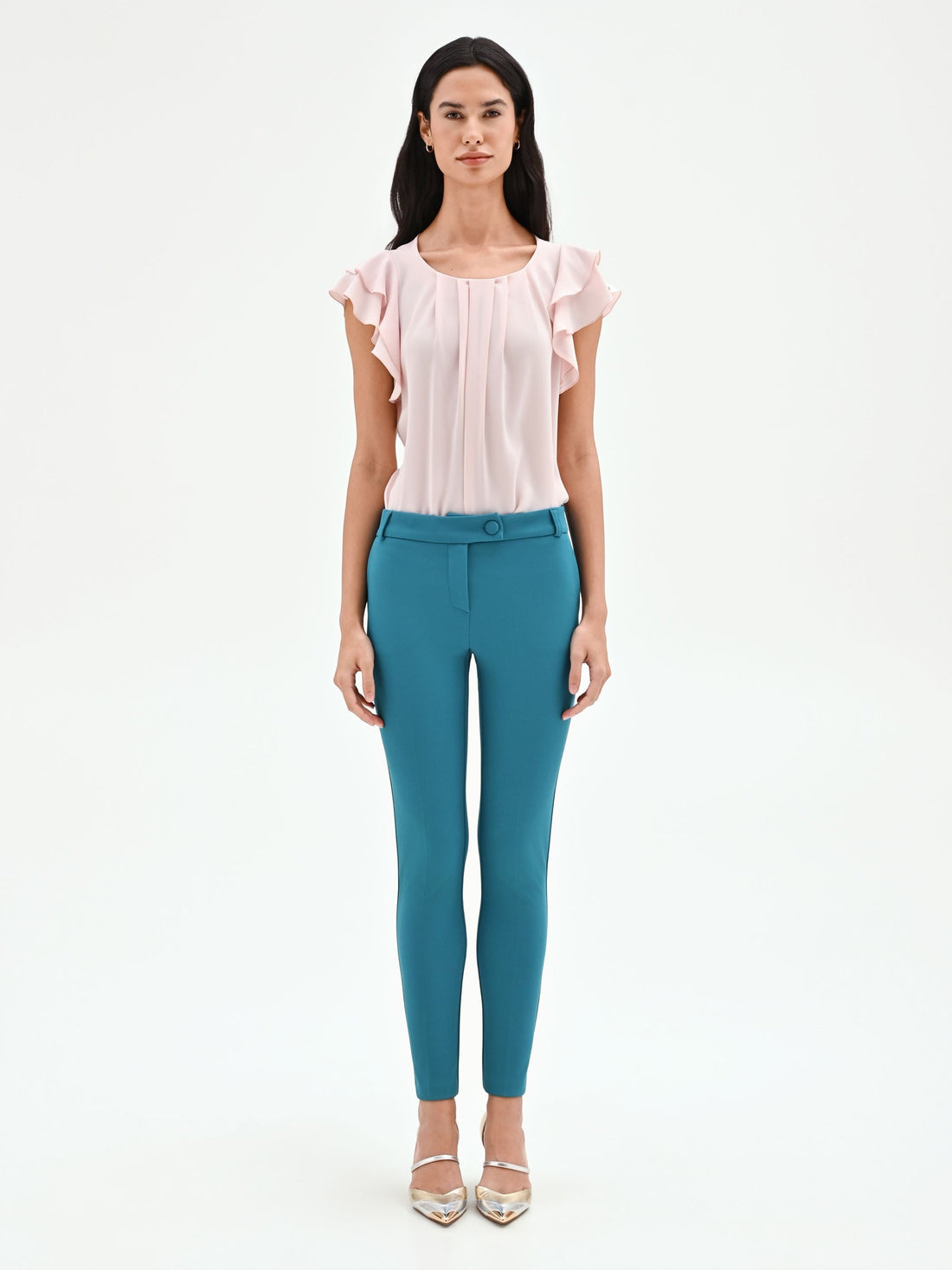Pantalone slim blu ottanio