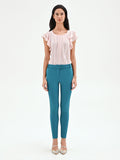 Pantalone slim blu ottanio