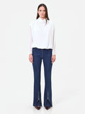 Blusa panna a maniche lunghe con plissettatura