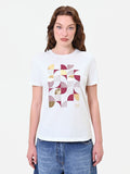 T-shirt panna con stampa grafica laminata