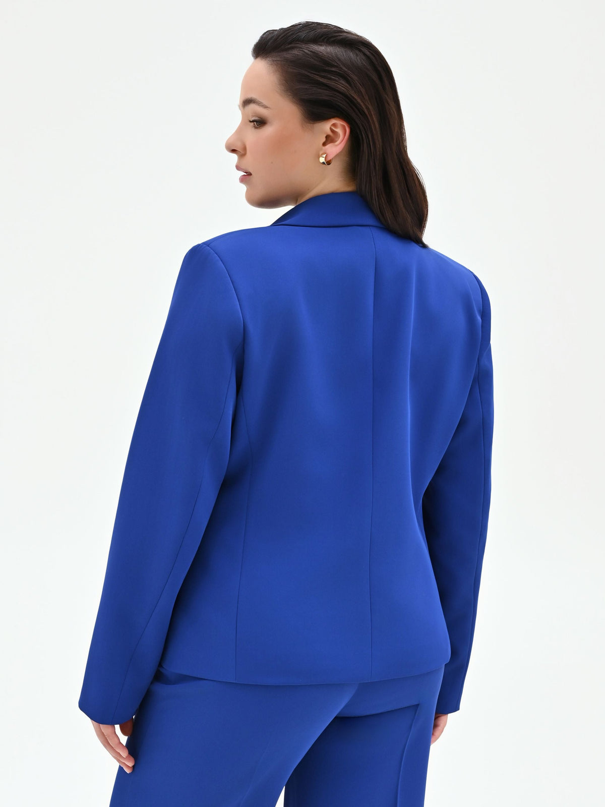 Giacca Curvy blu cina con rever a lancia in cadi