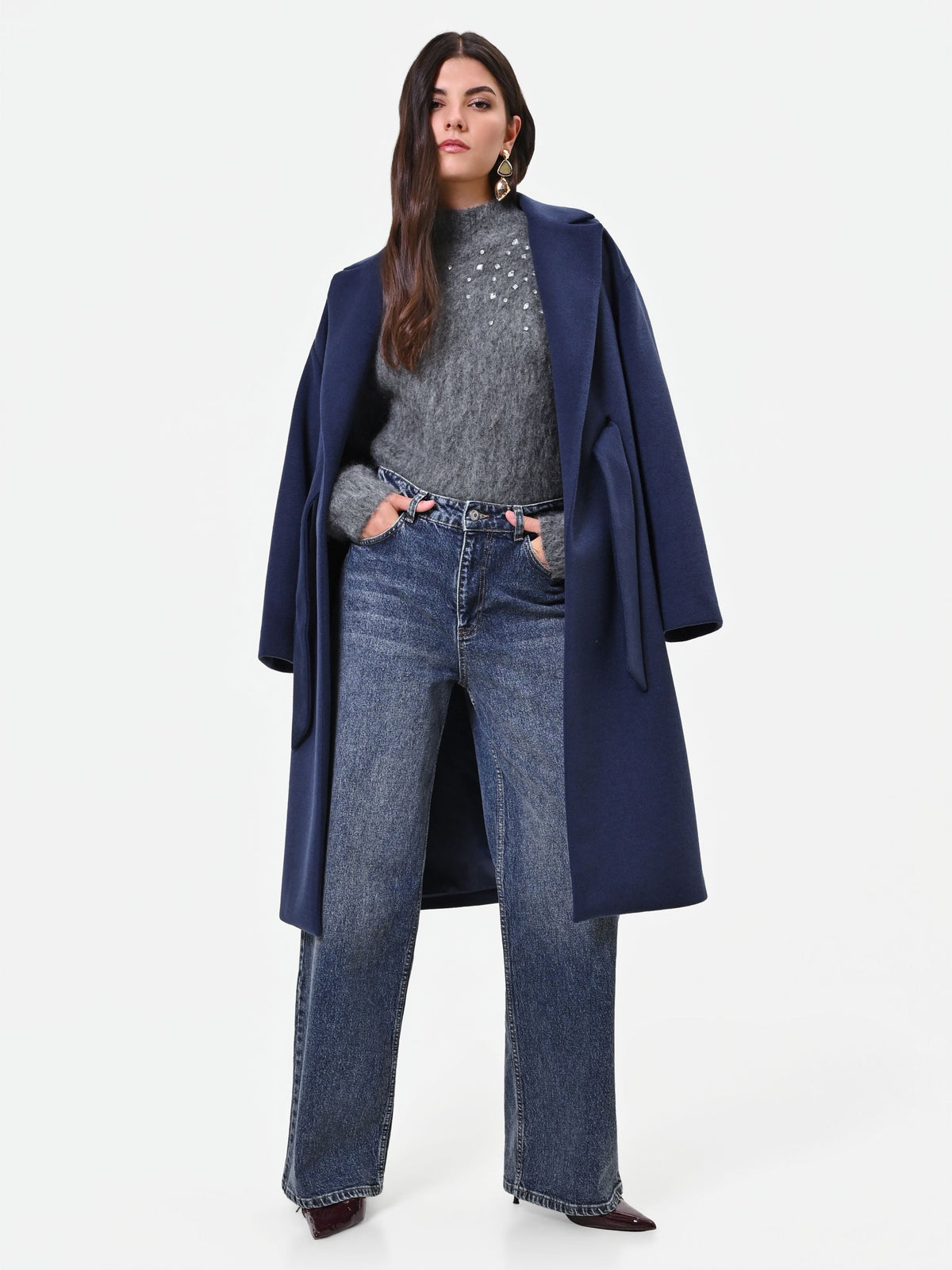 Pantaloni jeans a gamba dritta blu indaco Giorgia Palmas X Rinascimento