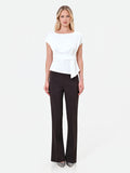 Blusa panna in raso con cintura annodata
