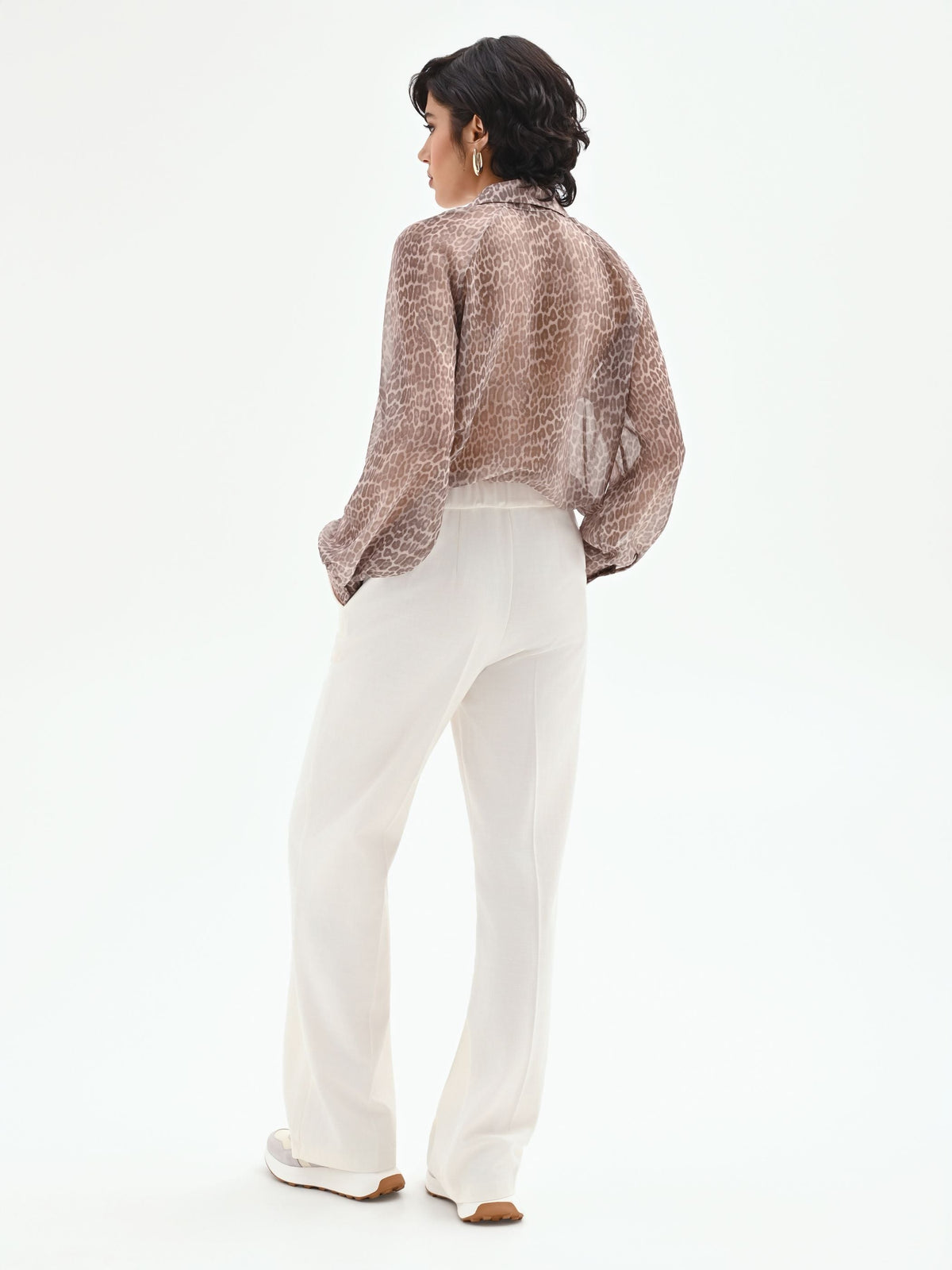 Pantalone palazzo in misto cotone lyocell bianco