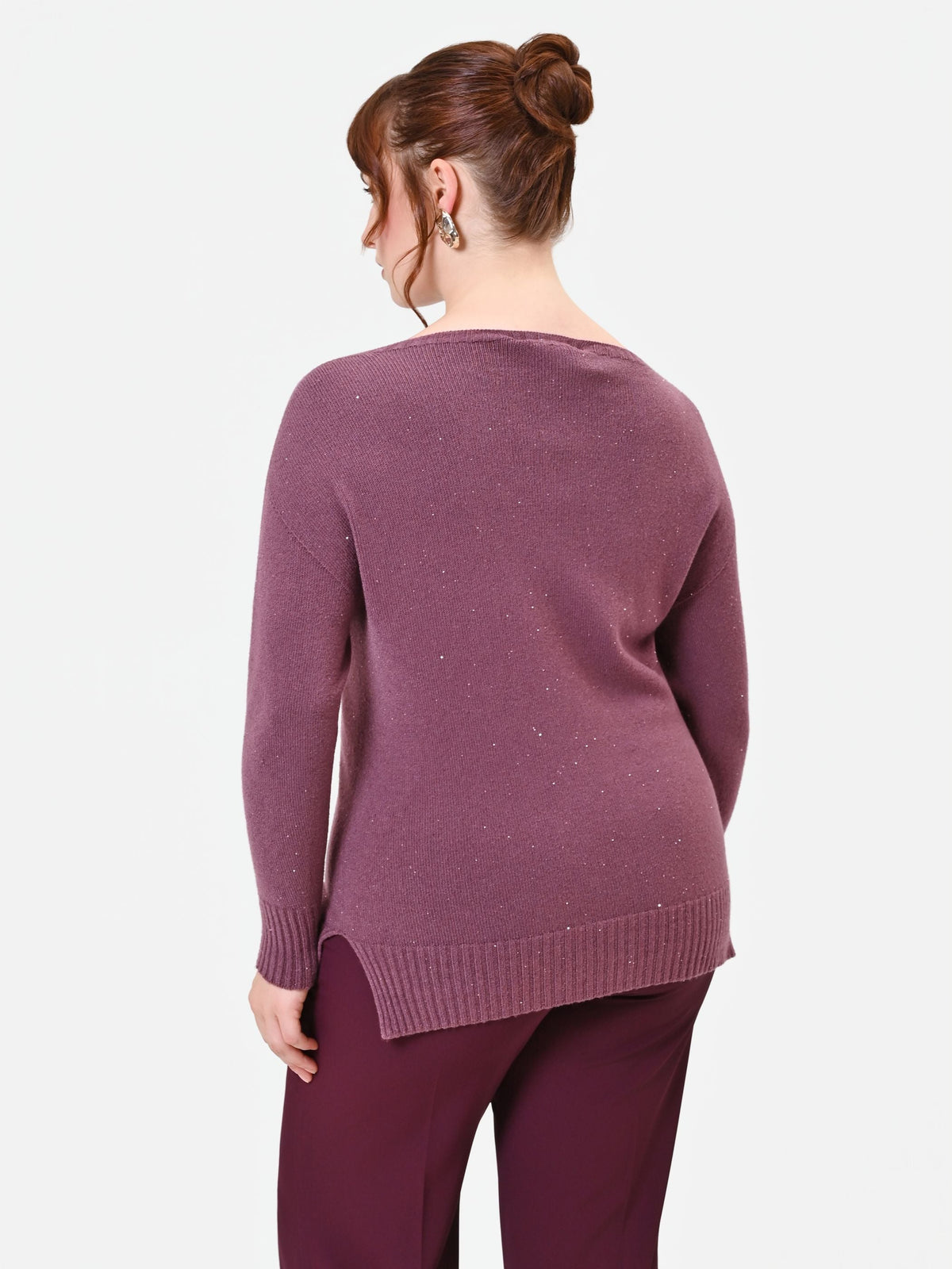 Maglia Curvy rosa antico in filato misto viscosa