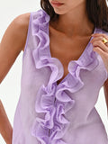 Camicia lilla viola con volant