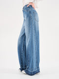 Jeans azzurri a gamba larga con risvolto