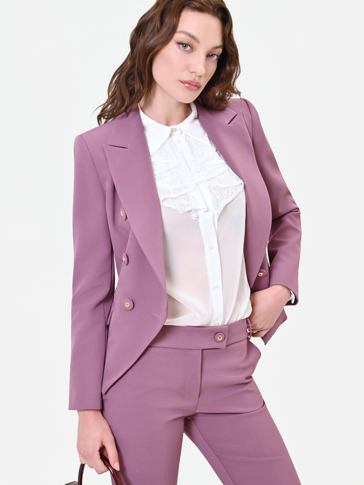 Camicia panna bianco in georgette con ruches