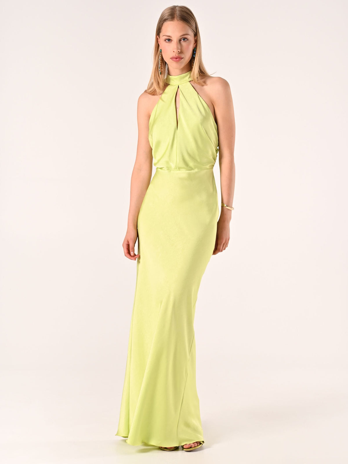 Abito Scivolato in Raso color Lime