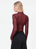 T-shirt in pizzo bordeaux rosso
