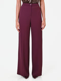 Pantalone palazzo bordeaux con bottone piatto in cadi