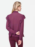 Blusa bordeaux rosso con fiocco e rouches