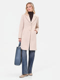 Cappotto monopetto tortora beige in velour con revers a lancia
