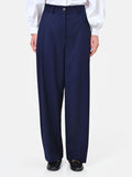 Pantalone palazzo blu navy con pinces in tessuto tecnico
