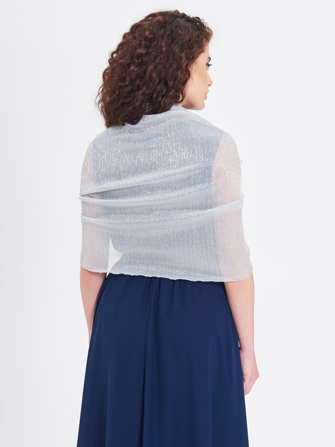 Stola Argento in Tessuto Jacquard con Filo Lurex