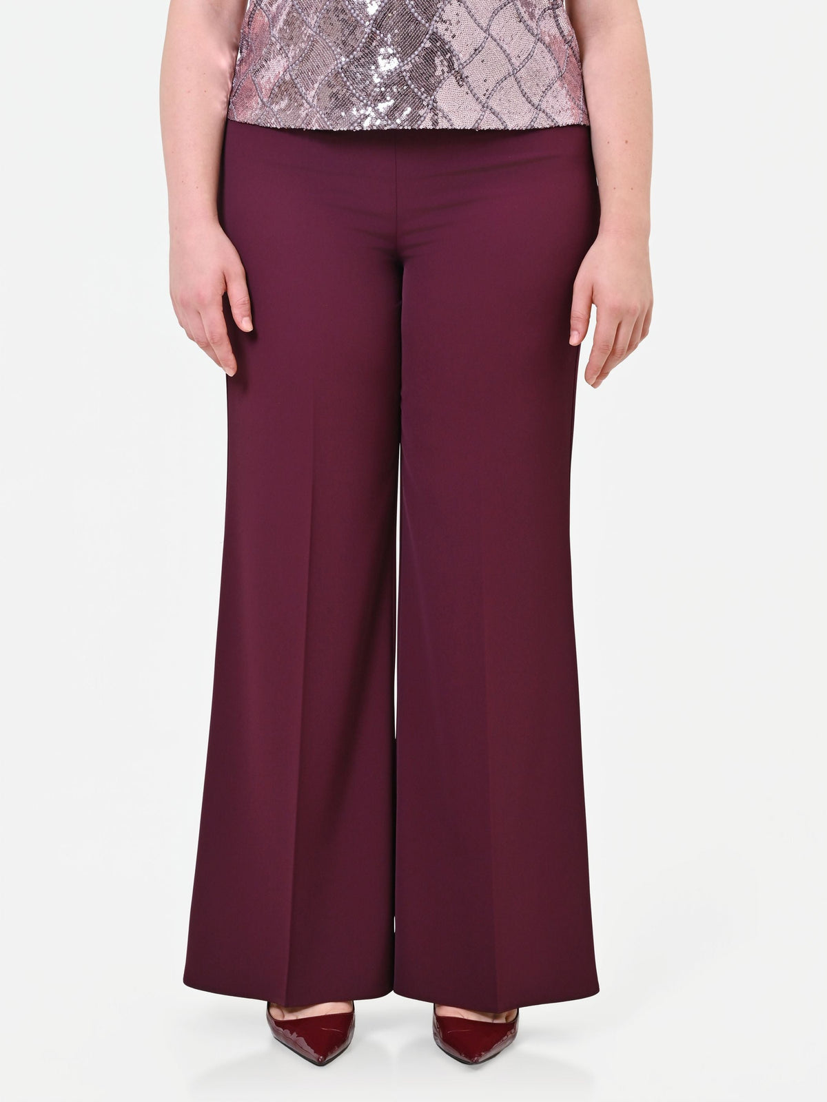 Pantalone Curvy a palazzo cady bordeaux rosso