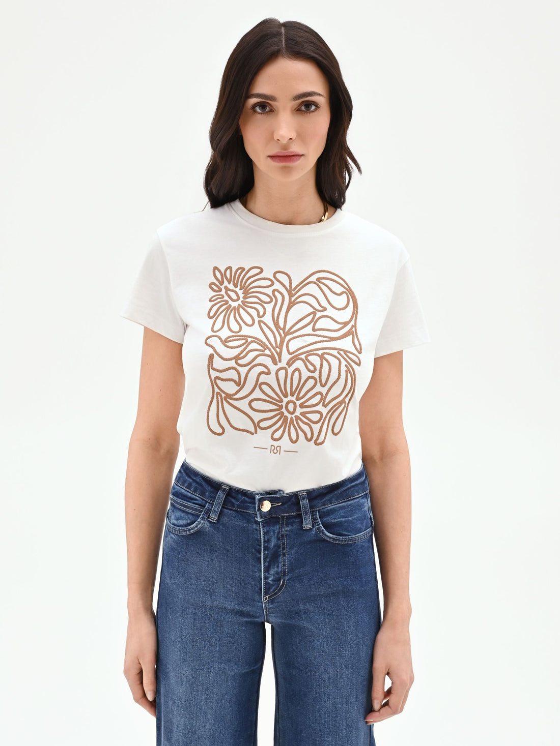 T-shirt panna con stampa grafica