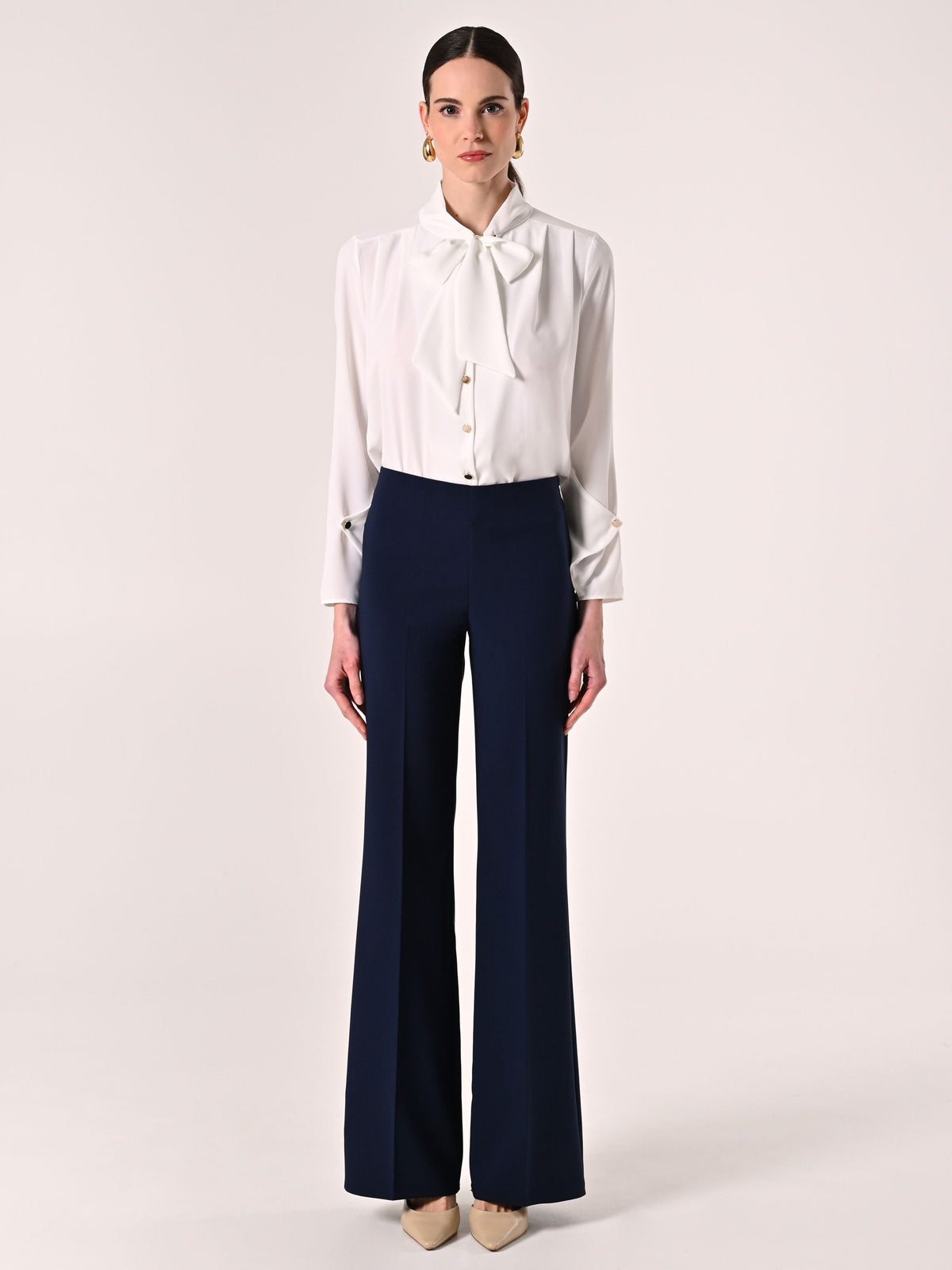 Pantaloni Palazzo in Tessuto Tecnico Blu