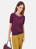 Maglia in viscosa bordeaux con scollo gioiello