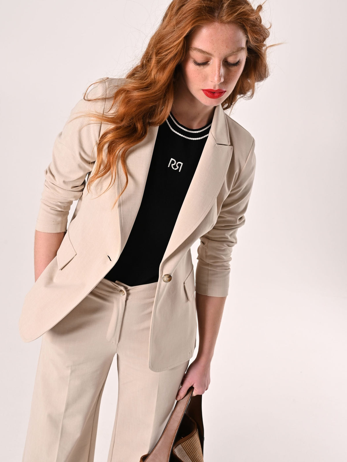 Giacca Beige in Tessuto Operato