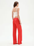 Pantalone a palazzo rosso fragola in raso