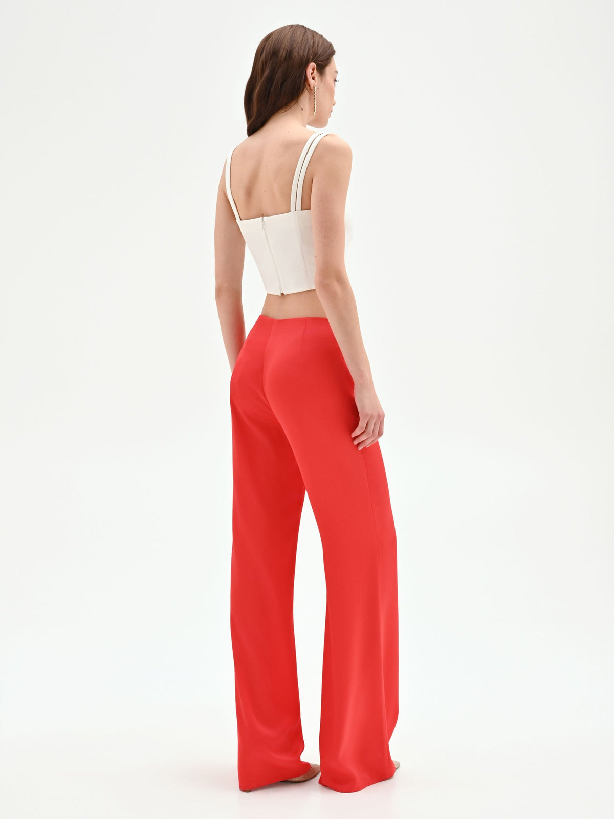 Pantalone a palazzo rosso fragola in raso
