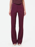 Pantalone svasato bordeaux in tessuto tecnico con fascione in vita