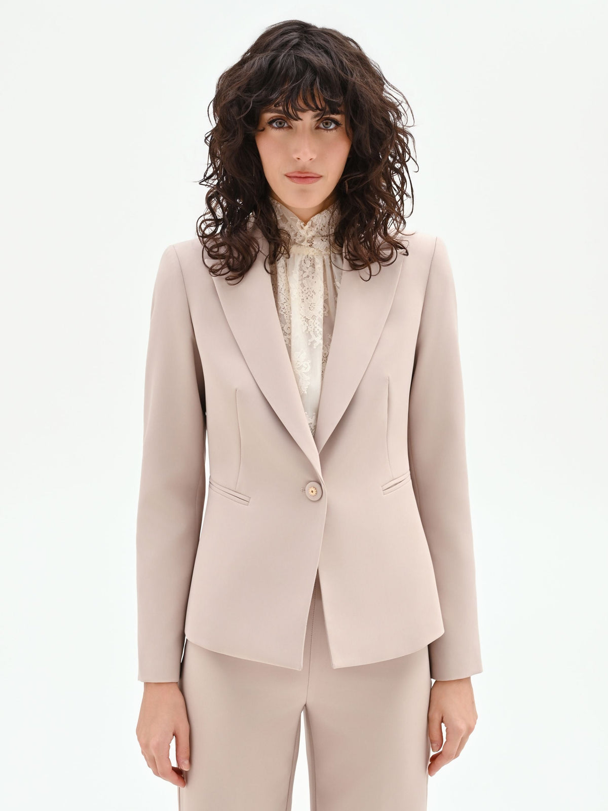 Giacca monopetto tortora beige
