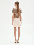 Minigonna beige chiaro a vita alta